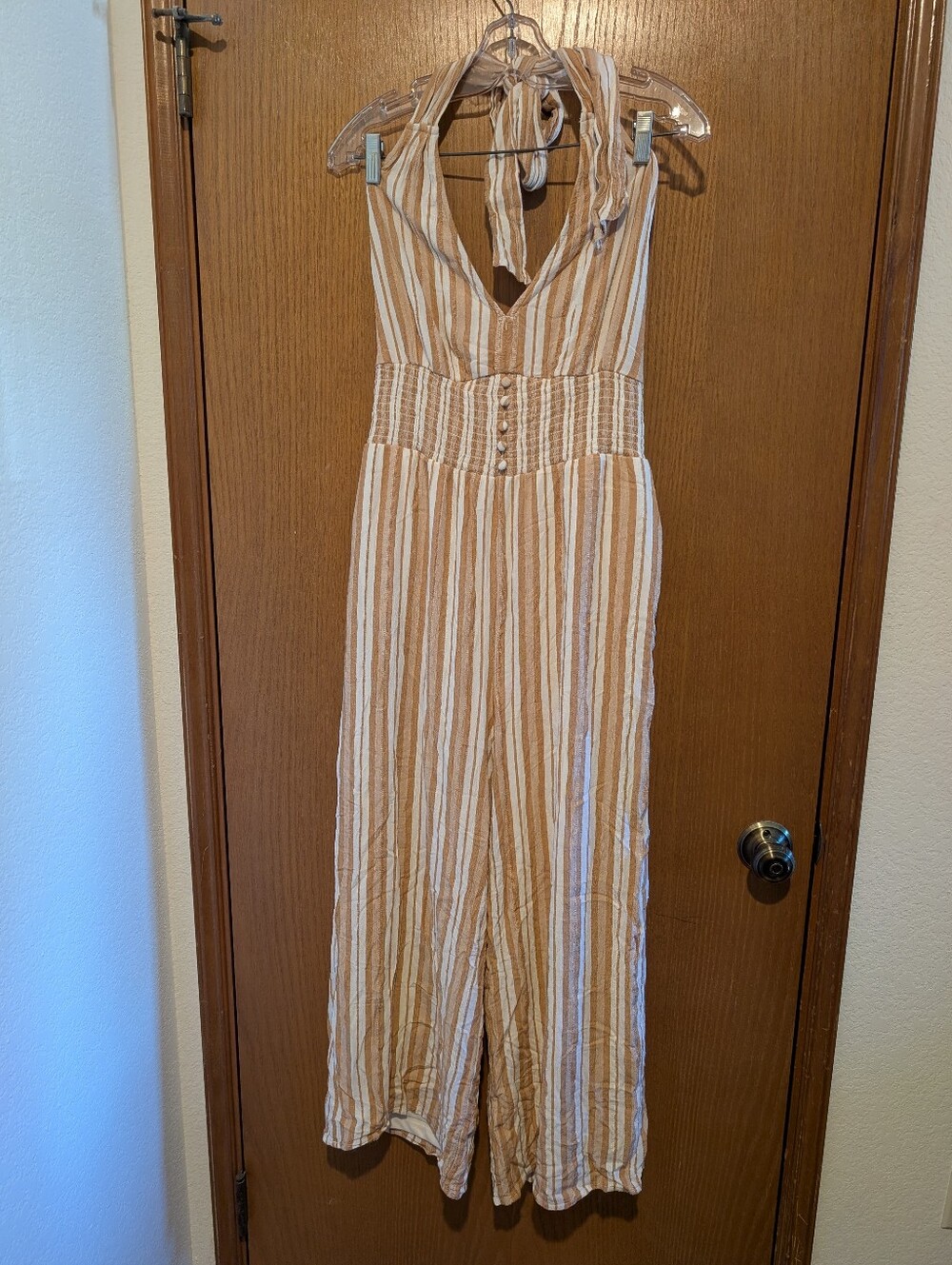 American Eagle Striped Halter Jumpsuit